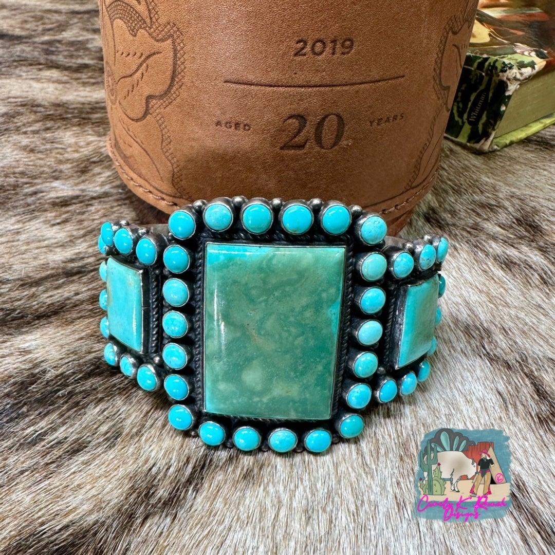Vintage Turquoise Cluster Bracelet by Julie O. Lahi