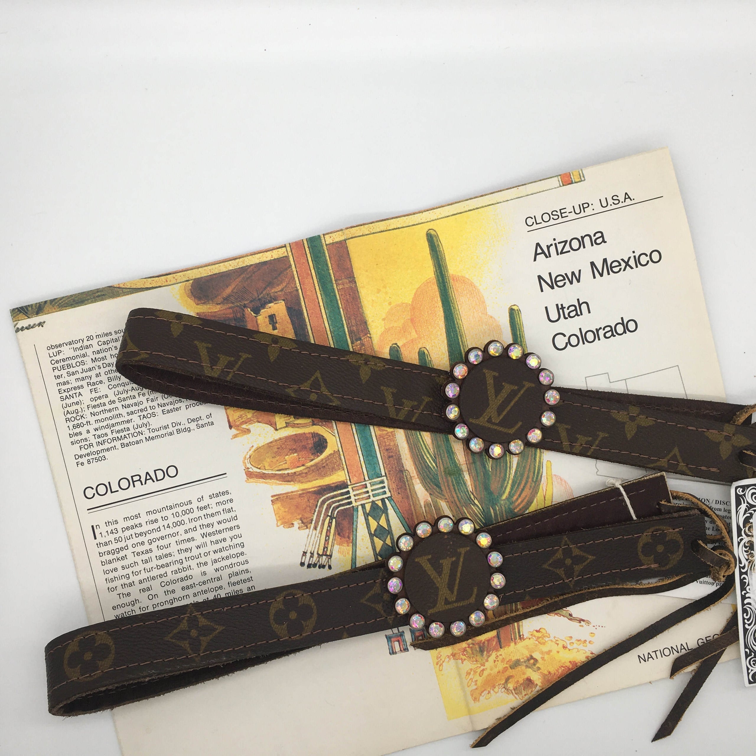 Up-cycled Louis Vuitton Hat bands  The Spirit of the West mixed with a  little Boho Gypsy!